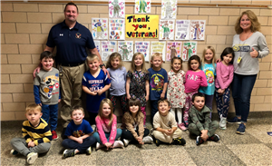  Mrs. Boughton's kindergarten class poses with Safety Officer, Mr. Widen